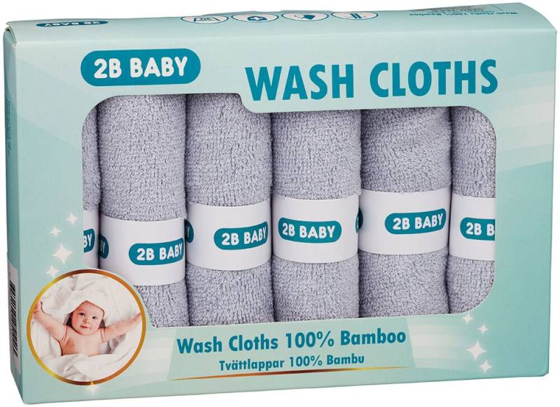2B Baby Waschlappen Bambus 6er-Pack, Grau von 2B Baby