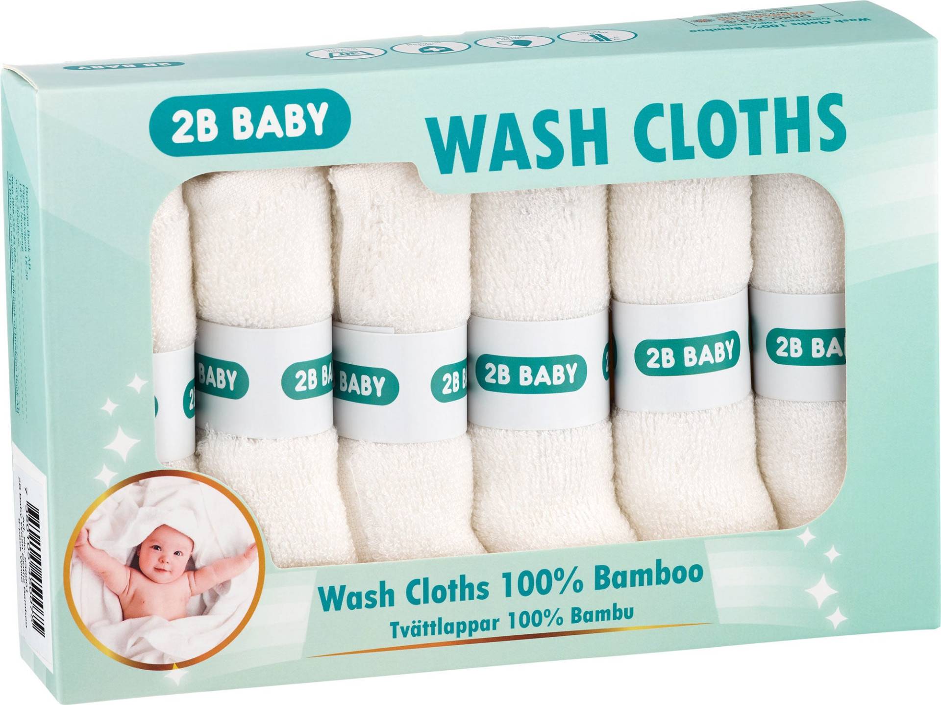 2B Baby Waschlappen Bambus 6er-Pack, Weiß von 2B Baby