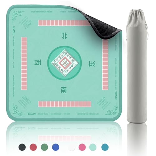 2F22E Mahjong Matte – rutschfeste Gaming-Matte mit Geräuschunterdrückung, 82,4 x 82,4 cm, für Mahjong/Poker/Brettspiele/Kartenspiele/Dominosteine (Cyan) von 2F22E