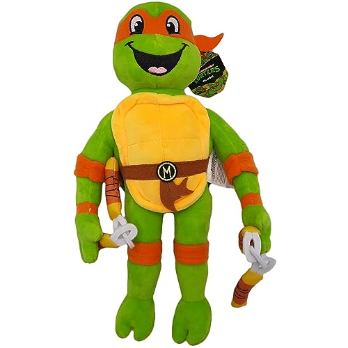 2iX - Teenage Mutant Ninja Turtles Mutant Mayhem - 32 cm Kuscheltier - Plüschfigur zum Kuscheln und Spielen, tolles Geschenk für TMNT-Fans ab 3 Jahren (Michelangelo) von 2iX