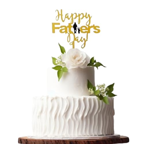 Happy Fathers Day Acryl-Kuchenaufsatz, Glitzer, Party-Dekoration, Vatertagsdekoration (Gold 1) von 3 LITTLE DESSERTS