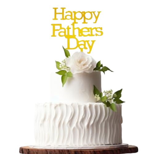 Happy Fathers Day Acryl-Kuchenaufsatz, Glitzer, Party-Dekoration, Vatertagsdekoration (Gold 2) von 3 LITTLE DESSERTS