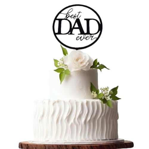 Happy Fathers Day Tortenaufsatz aus Acryl, Glitzer, Party-Dekoration, Vatertagsdekoration (schwarz 4) von 3 LITTLE DESSERTS