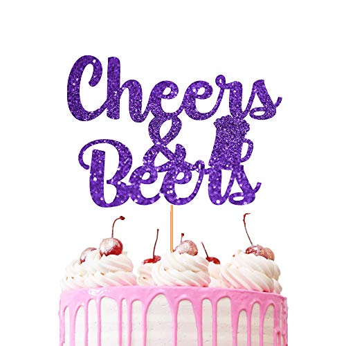 Tortenaufsatz "Cheers & Beers", Glitzer, Karton, Partydekoration, Lila von 3 LITTLE DESSERTS