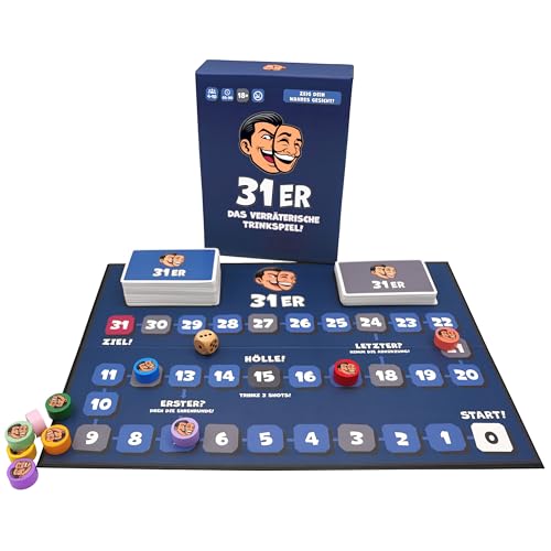 31er® Das Verräterische Partyspiel – Lustiges Brettspiel für Erwachsene ab 18 – Partyspiel mit 150 Minispielen und Aufgaben – Perfekt für Party, Geburtstag, Silvester, Spieleabend & JGA von 31er