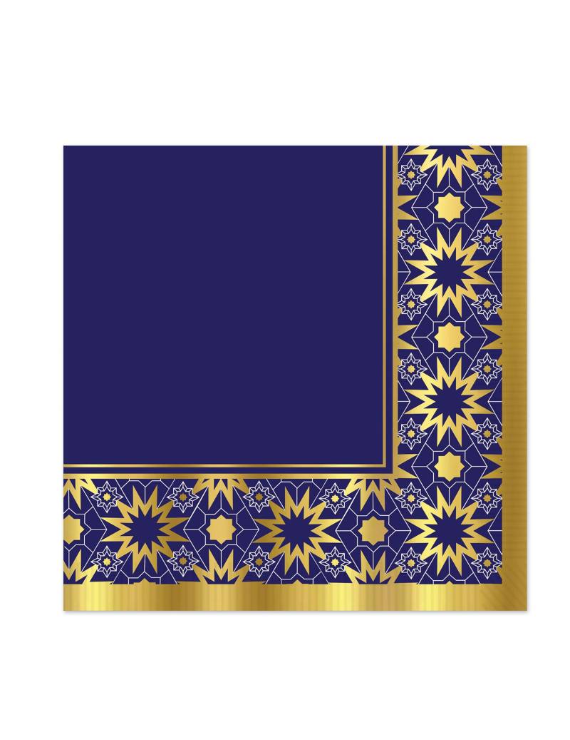 16 Servietten Eid Mubarak Blau Gold 33x33 cm von 360 DEGREES