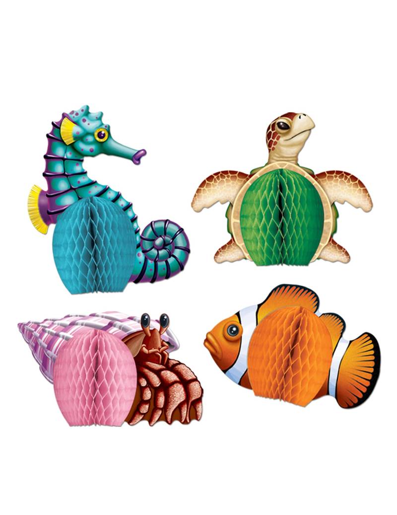 4 Mini Tischaufsteller Meerestiere Papier 14 cm von 360 DEGREES