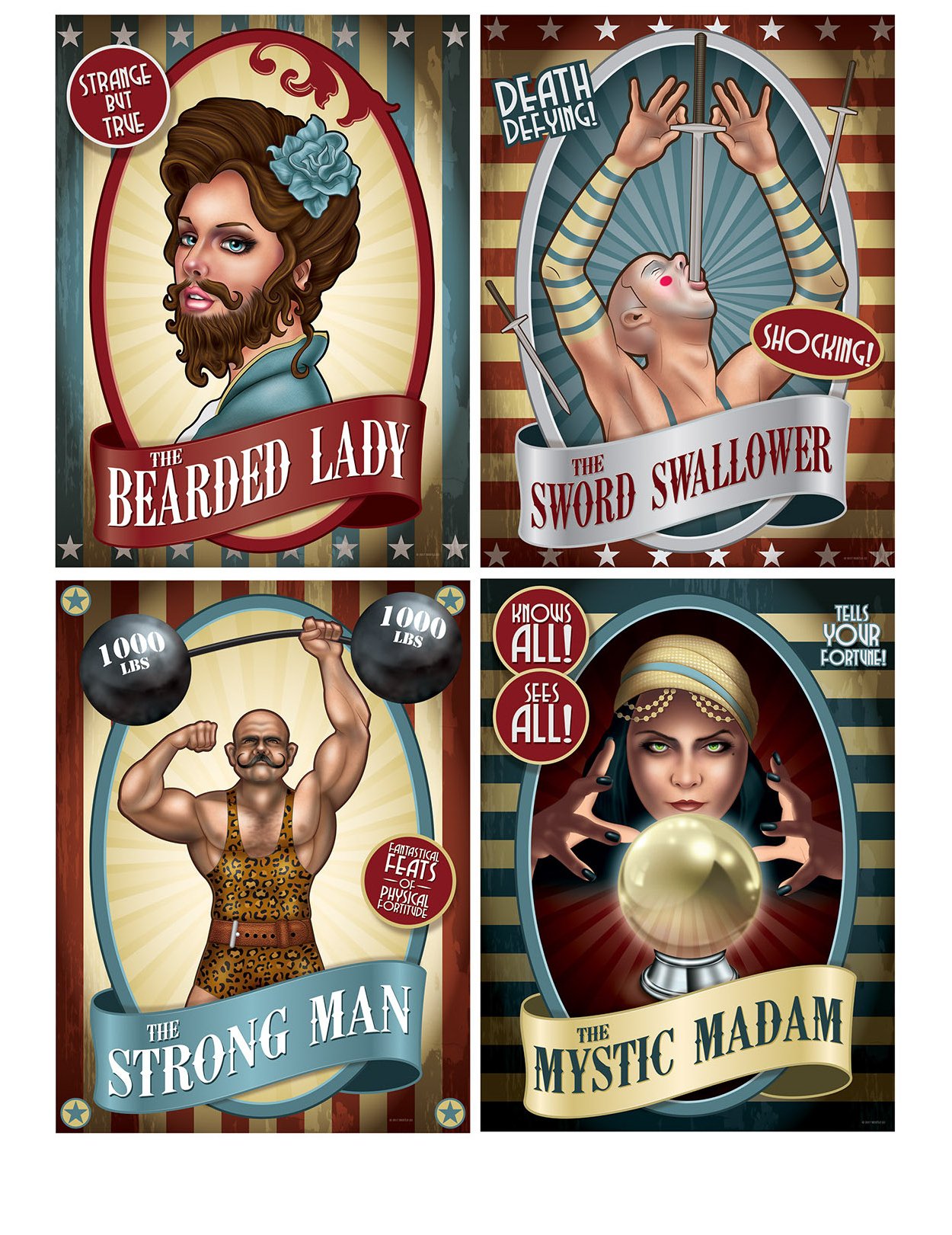 4 Vintage Zirkusplakate 4 Vintage Zirkusplakate von 360 DEGREES