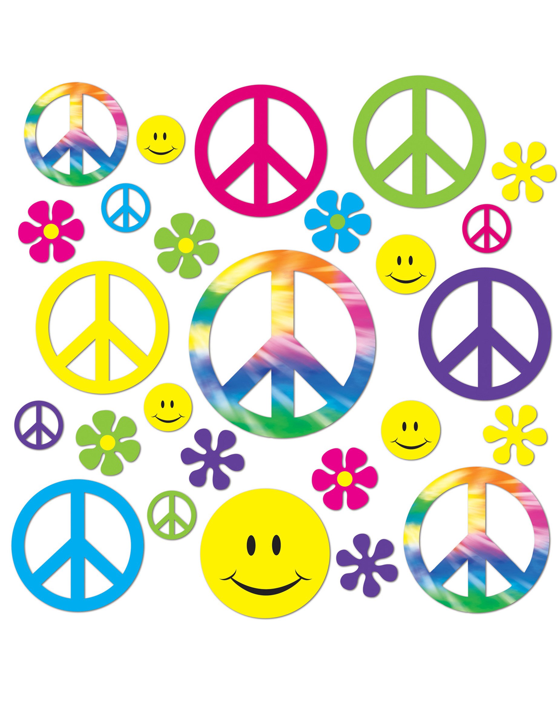 42-teiliges Hippie-Deko-Set aus Pappe 42-teiliges Hippie-Deko-Set aus Pappe von 360 DEGREES