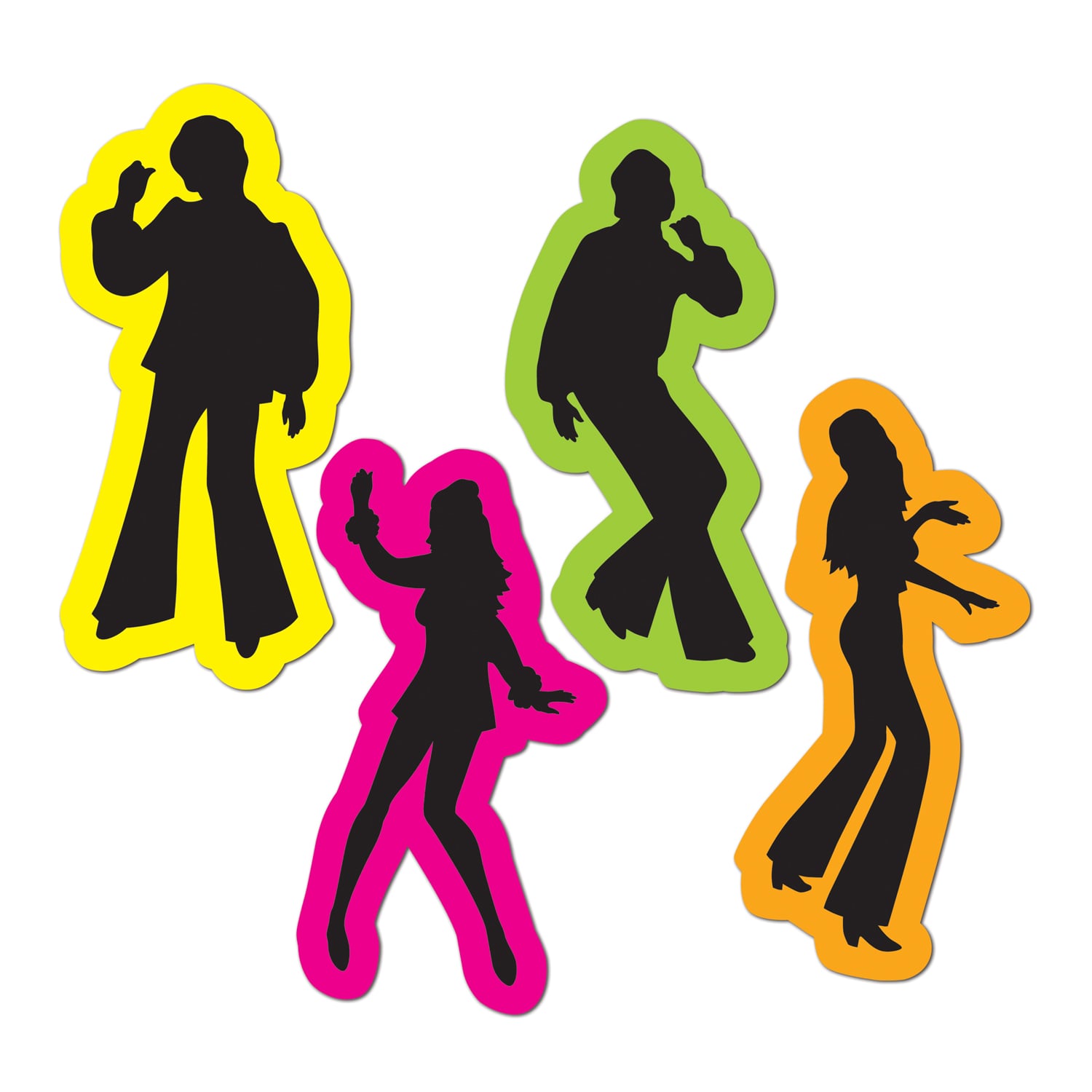 4er Set 70er Jahre Disco Silhouetten 40 cm von 360 DEGREES