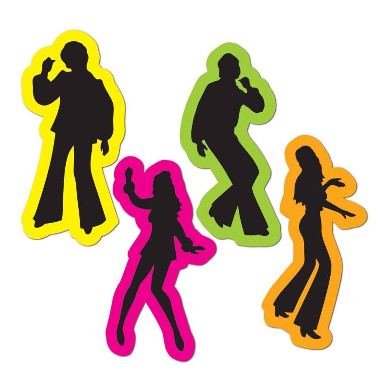 4er Set 70er Jahre Disco Silhouetten 40 cm von 360 DEGREES