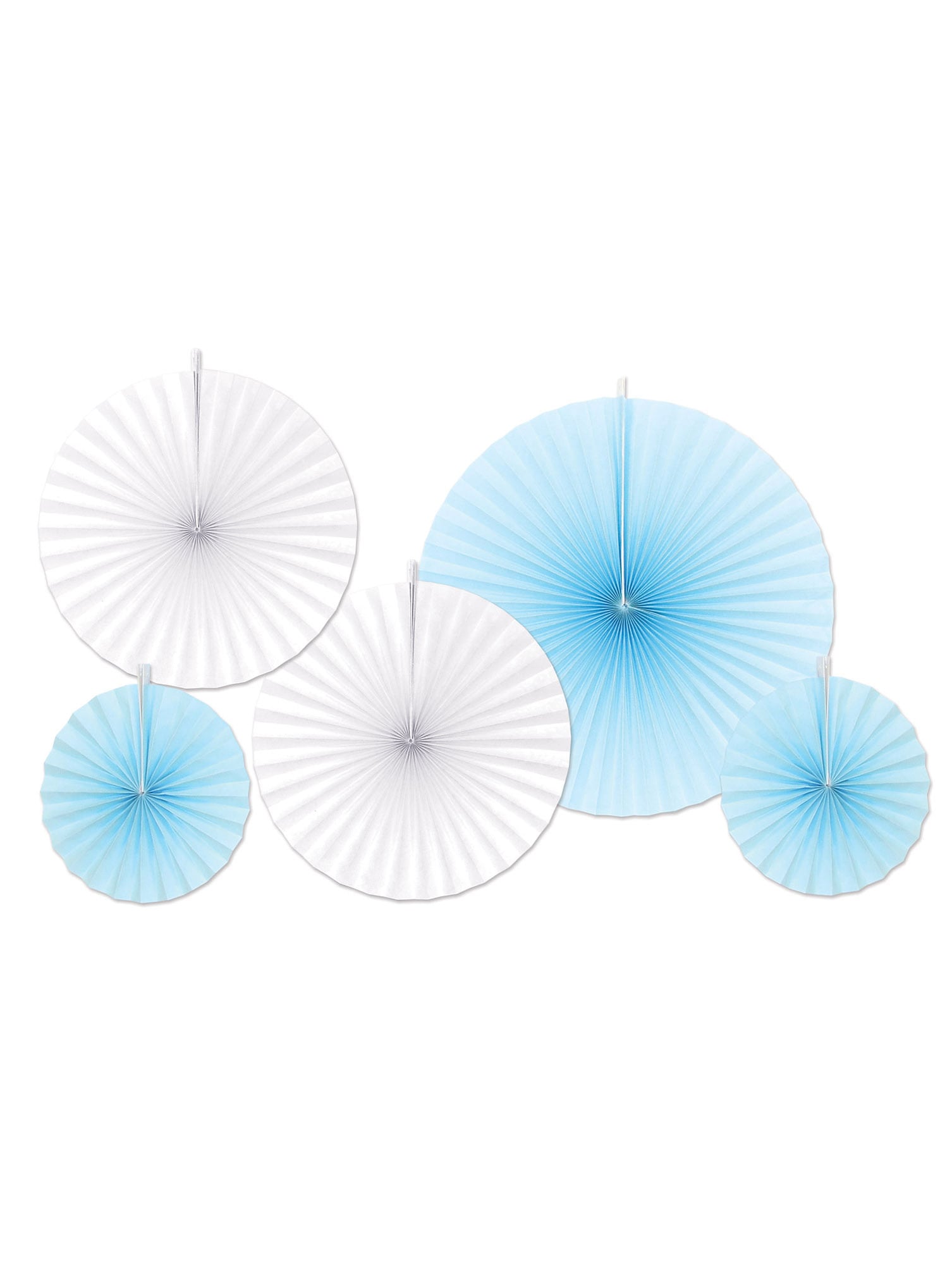 5 Deko-Rosetten aus Papier in Blau und Weiß von 360 DEGREES