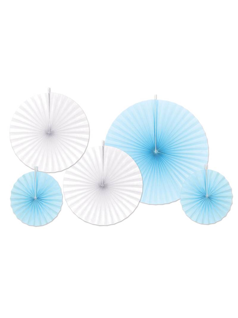 5 Deko-Rosetten aus Papier in Blau und Weiß von 360 DEGREES