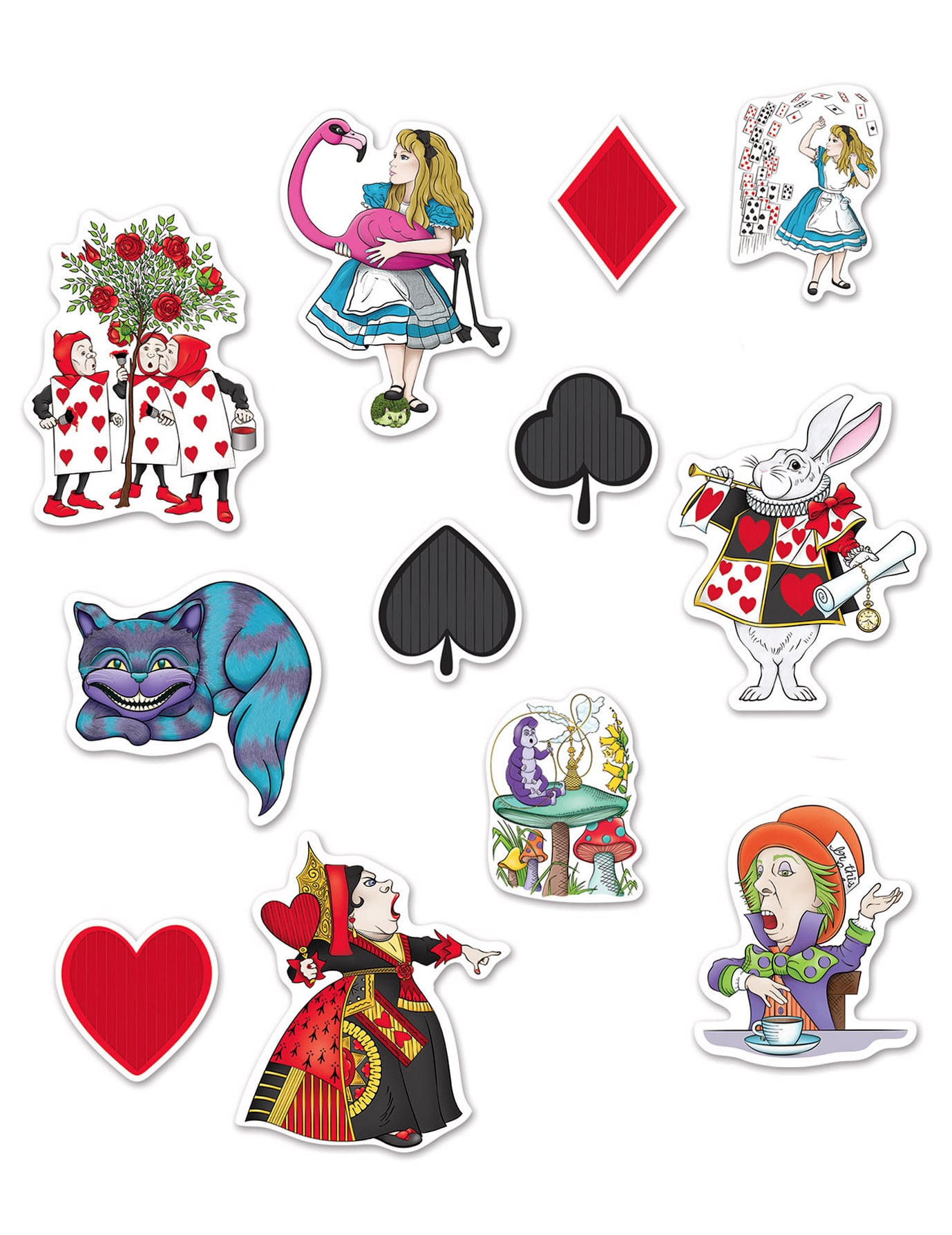 Alice im Wunderland Deko-Kartonbilder 12 Stück bunt von 360 DEGREES