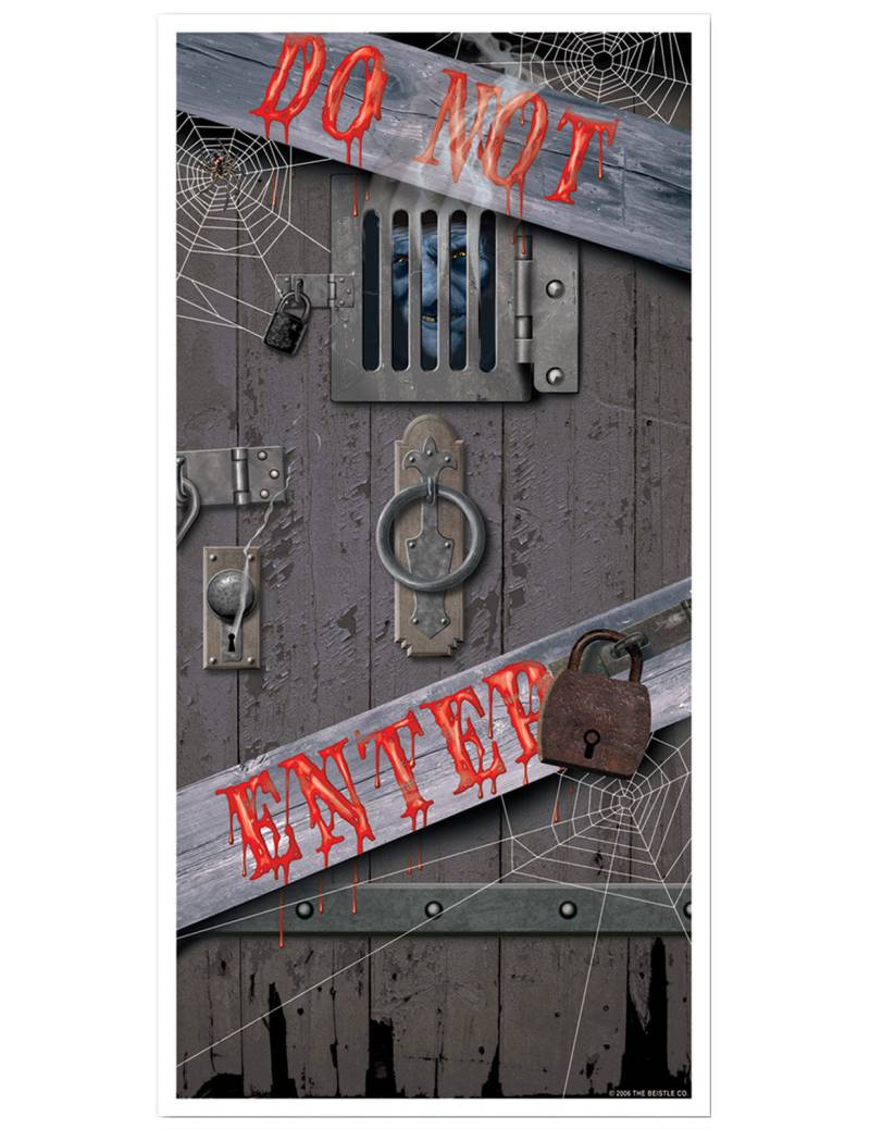 Do Not Enter Tür-Poster Halloween Party-Deko grau-schwarz 76x152cm von 360 DEGREES