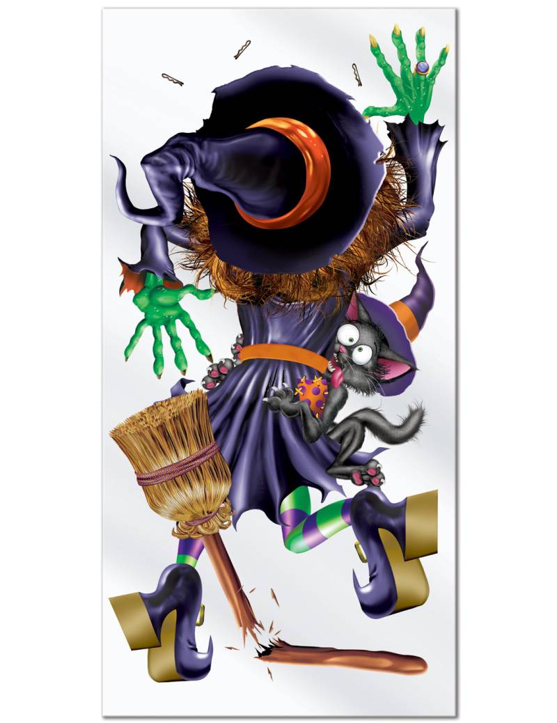 Flugunfall Hexe Tür-Poster Halloween Party-Deko bunt 76x152cm von 360 DEGREES