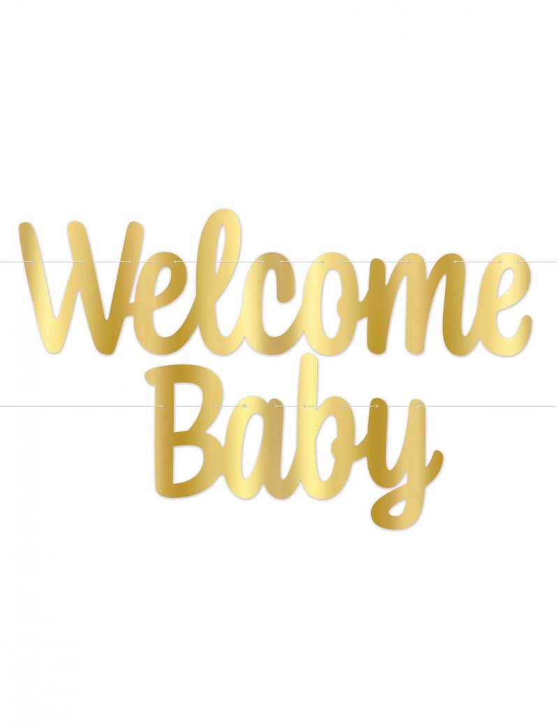 Girlande Welcome Baby Gold aus Karton 18 cm x 1,21 m von 360 DEGREES