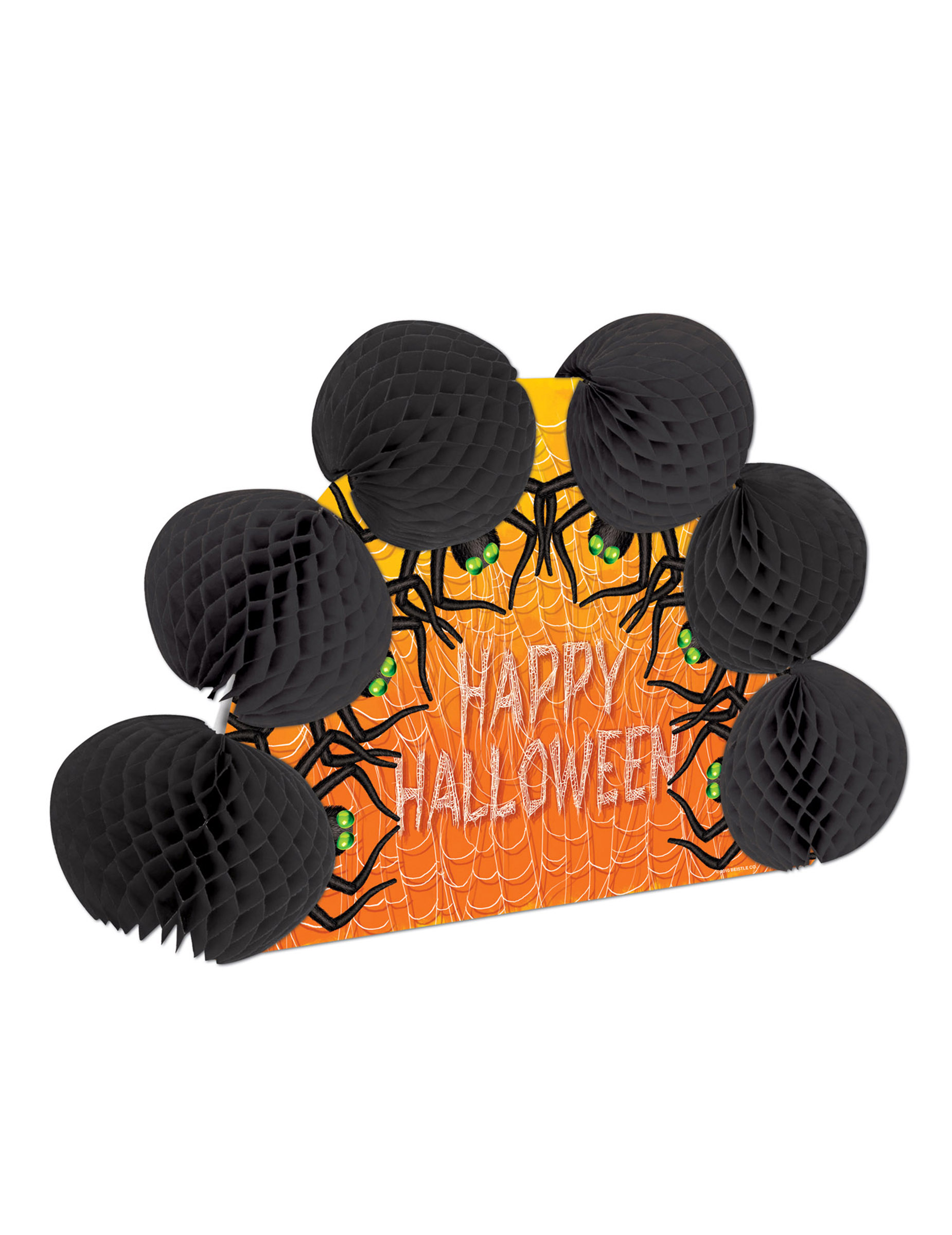 Happy Halloween Tischdeko Spinnen schwarz-orange 15x21cm Happy Halloween Tischdeko Spinnen schwarz-orange 15x21cm von 360 DEGREES