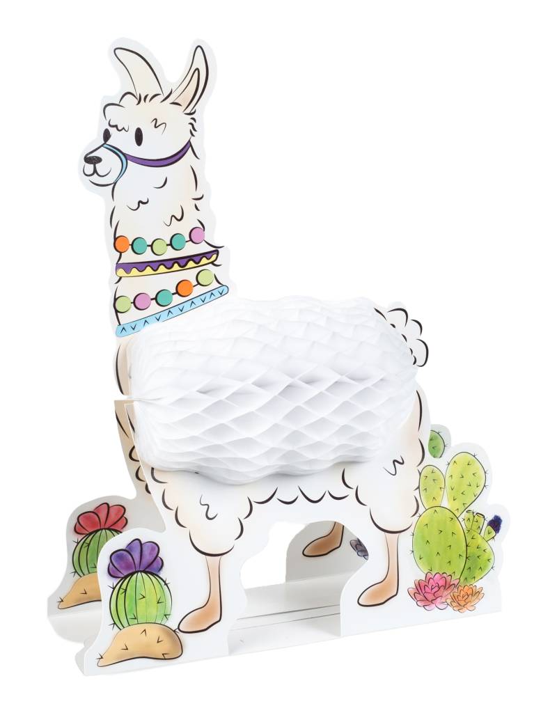 Lama-Tischdeko aus Papier Lama-Aufsteller weiss 28 cm von 360 DEGREES