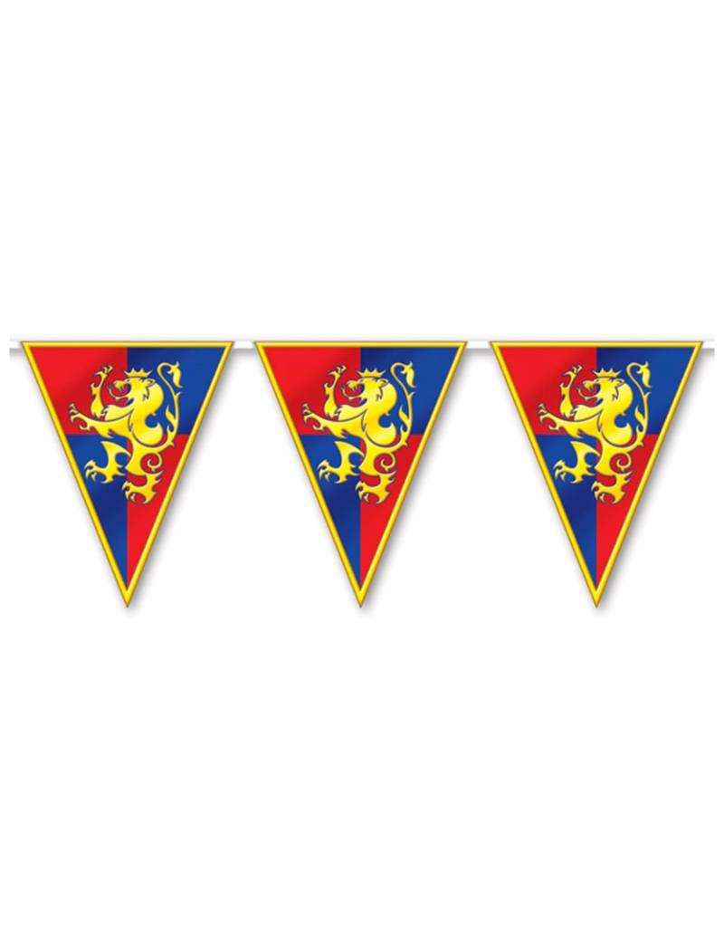 Mittelalter-Girlande mit Löwen-Wappen gelb-rot-blau 3,7m von 360 DEGREES