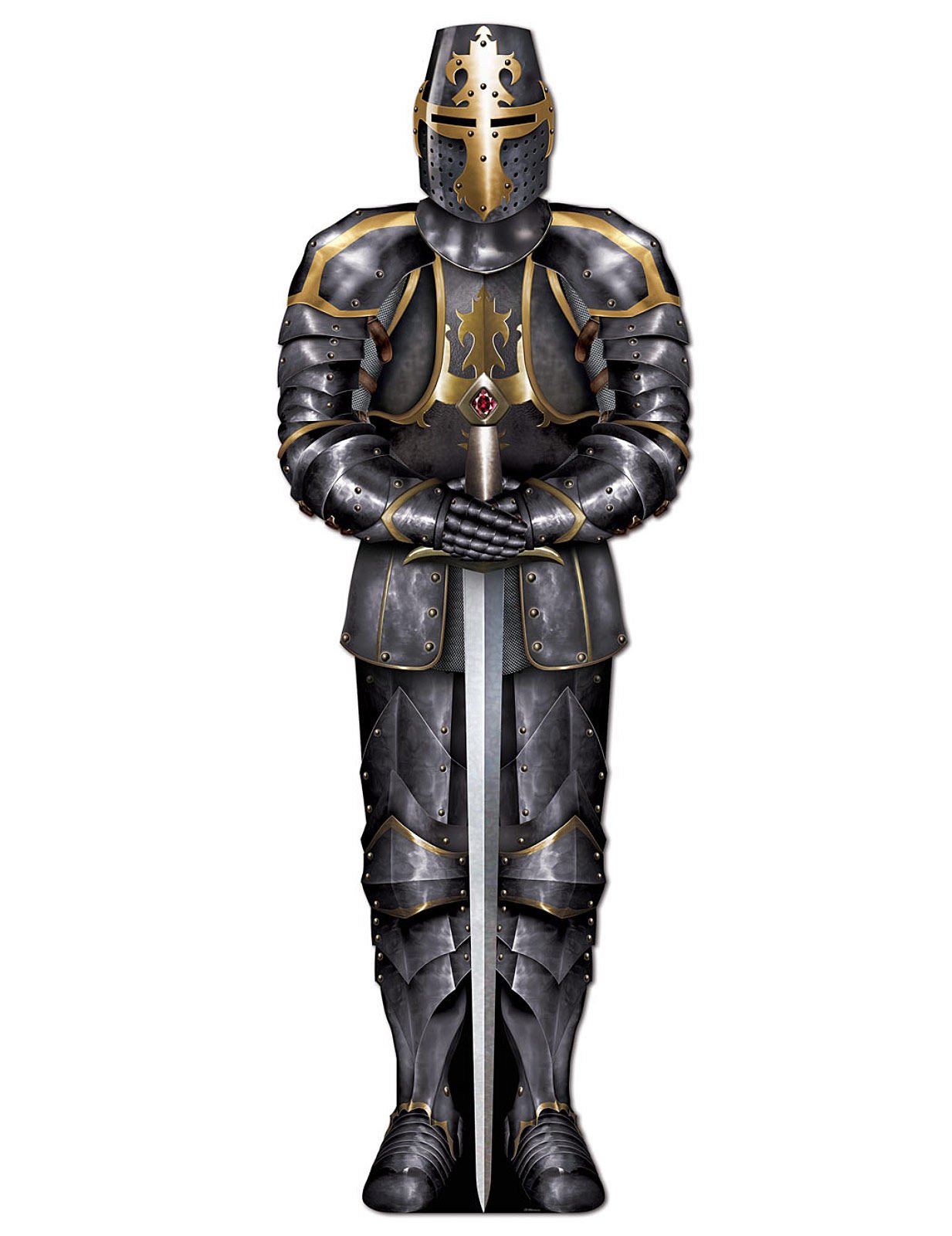 Mittelalterlicher Ritter mit Rüstung Deko-Pappfigur grau-gold 182cm Mittelalterlicher Ritter mit Rüstung Deko-Pappfigur grau-gold 182cm von 360 DEGREES