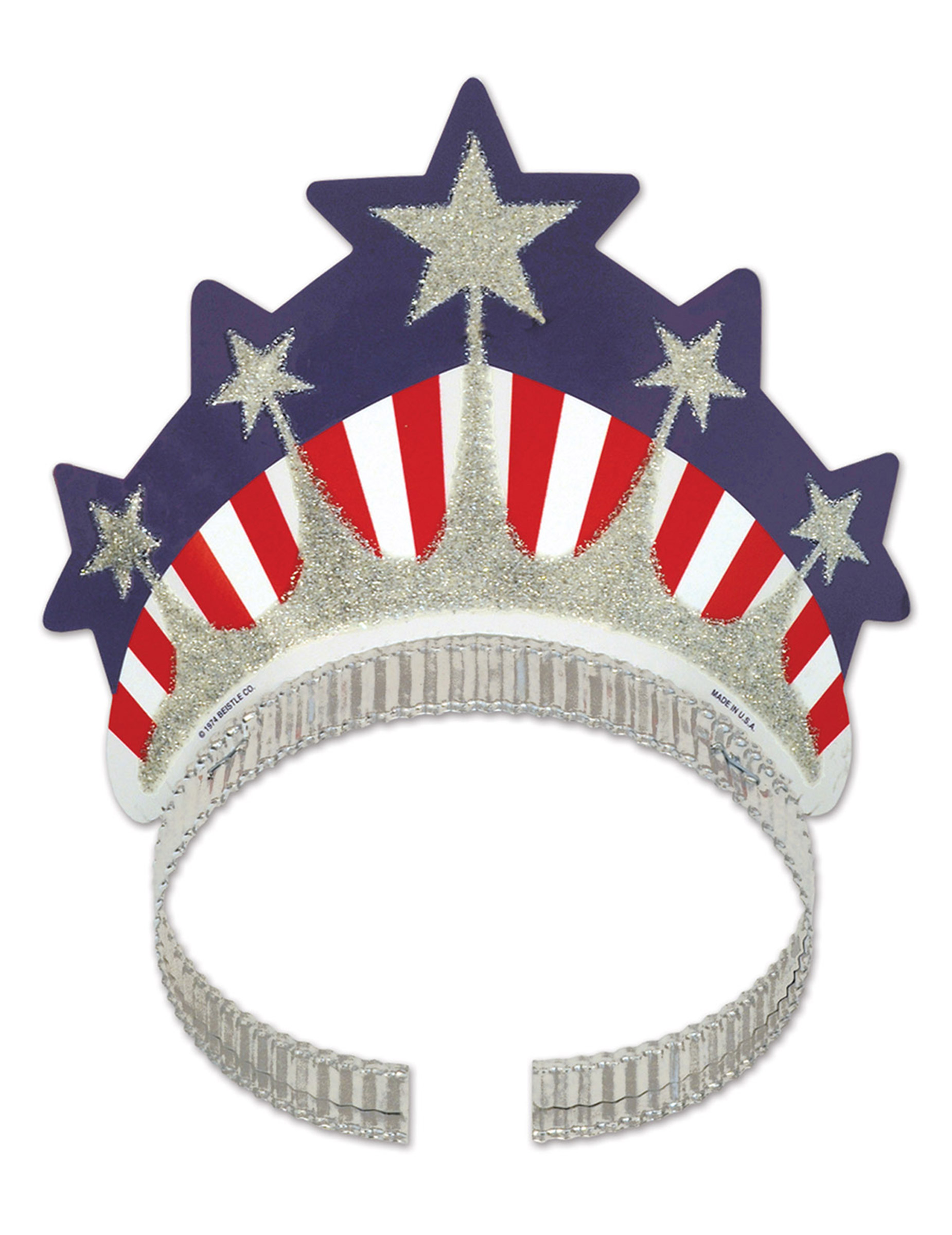 Pailletten-Krone Freiheitsstatue Amerika-Fanartikel silber-blau-rot von 360 DEGREES