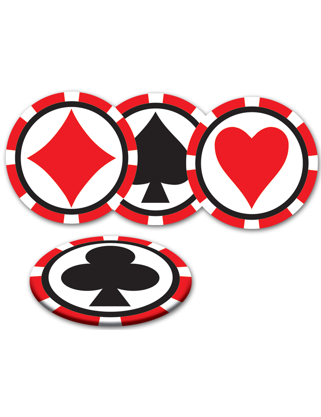 Party Untersetzer Casino 8-teilig schwarz-rot-weiss 8,9cm von 360 DEGREES