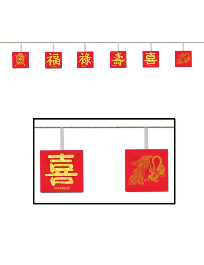 Partygirlande Chinesisches Neujahrsfest rot-gelb 180cm von 360 DEGREES