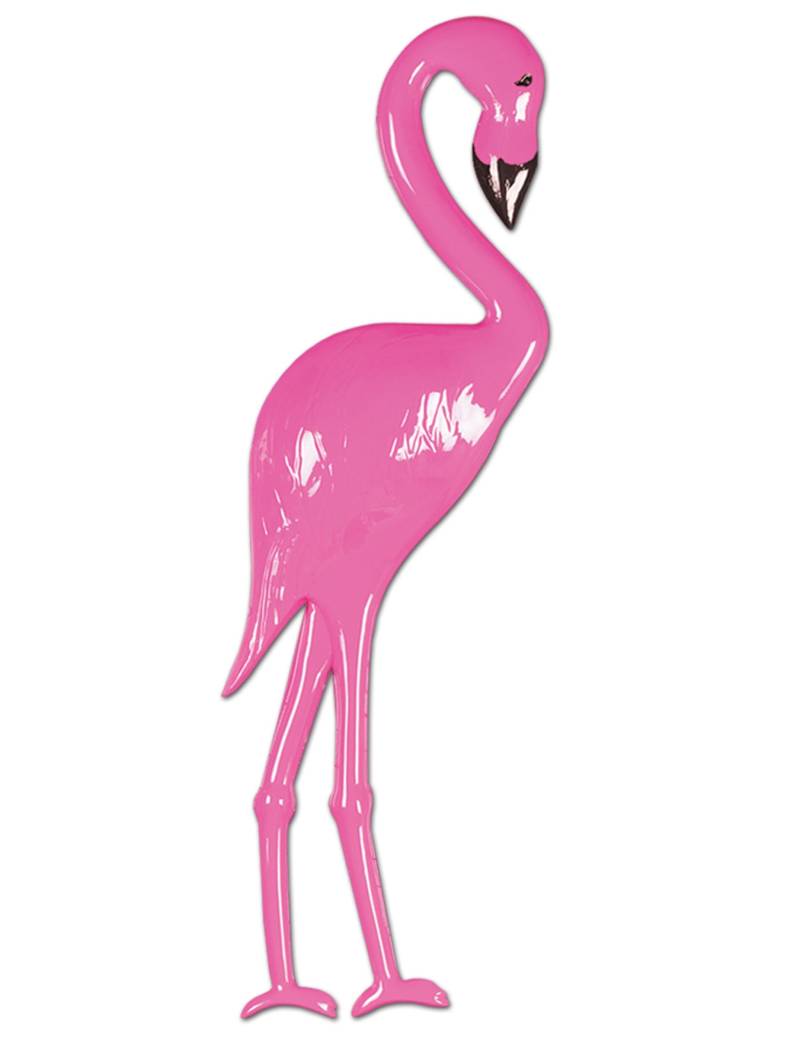 Pinkfarbene Wanddekoration Flamingo aus Kunststoff 66 cm von 360 DEGREES