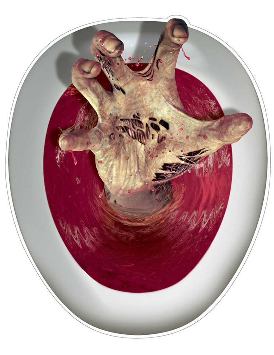 Schaurige Hand Halloween Toiletten-Sticker bunt 30x43cm von 360 DEGREES