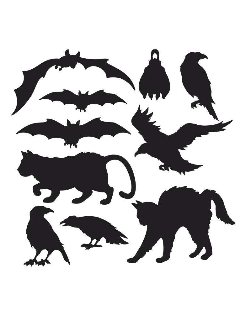 Schaurige Tiere Pappfiguren Halloween Party-Deko Set 10 Stück schwarz von 360 DEGREES