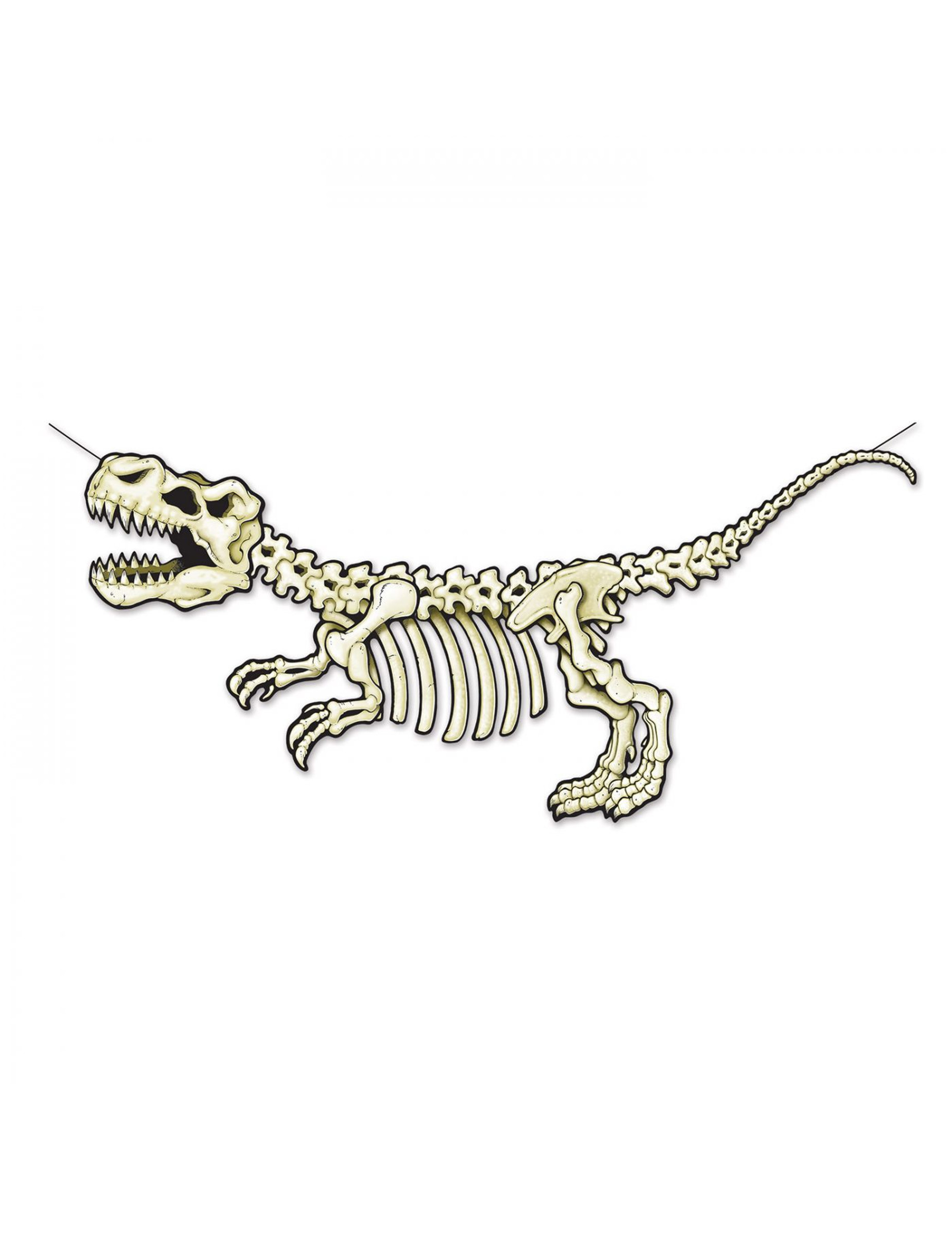 Skelett-Dinosaurier Banner aus Pappkarton weiss-schwarz 152 x 71 cm von 360 DEGREES