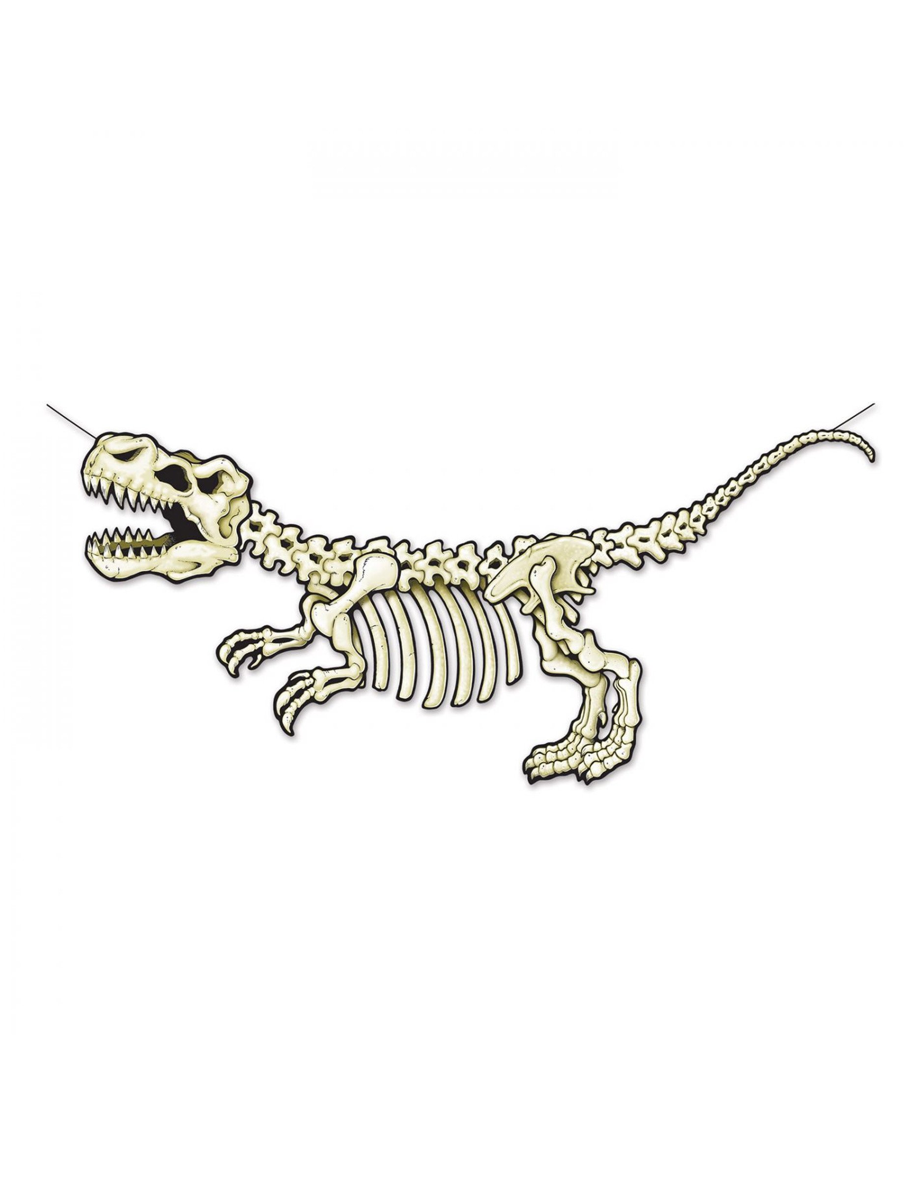 Skelett-Dinosaurier Banner aus Pappkarton weiss-schwarz 152 x 71 cm Skelett-Dinosaurier Banner aus Pappkarton weiss-schwarz 152 x 71 cm von 360 DEGREES