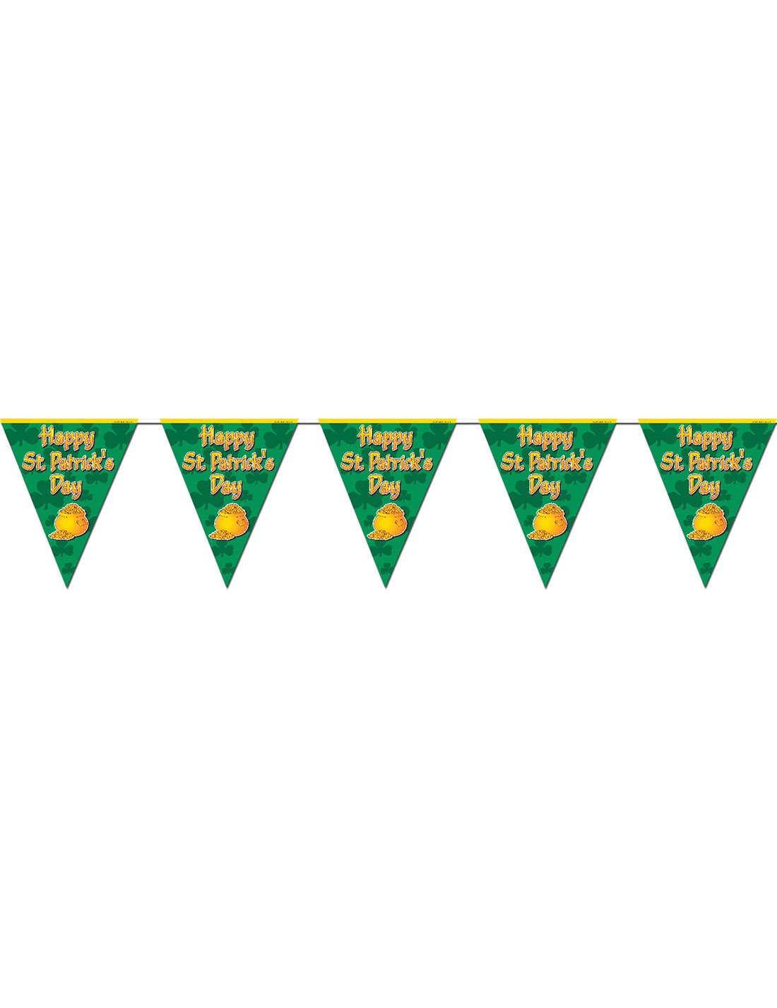 St. Patrick's Day Wimpel-Girlande Goldtopf-Motiv grün-gold 360x25cm St. Patrick's Day Wimpel-Girlande Goldtopf-Motiv grün-gold 360x25cm von 360 DEGREES
