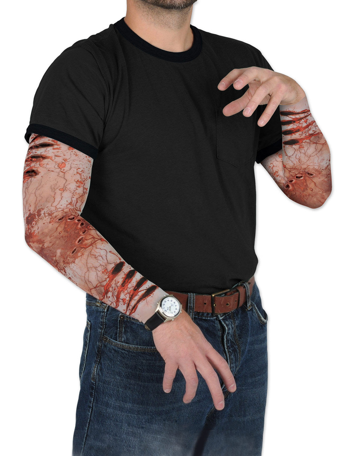 Tattoo-ärmel Zombie-Biss Halloween bunt von 360 DEGREES