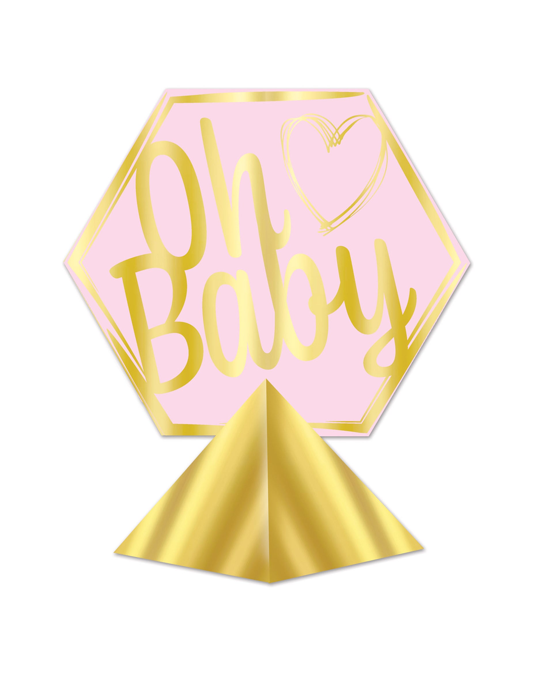 Tischaufsteller Oh Baby Rosa und Gold 29 x 26 cm Babyparty von 360 DEGREES