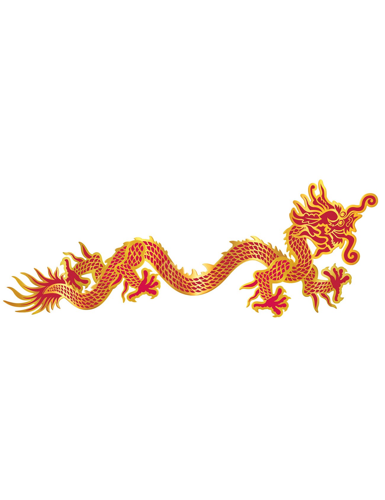 Wanddeko Chinesischer Drache Neujahr rot-gold 92cm von 360 DEGREES