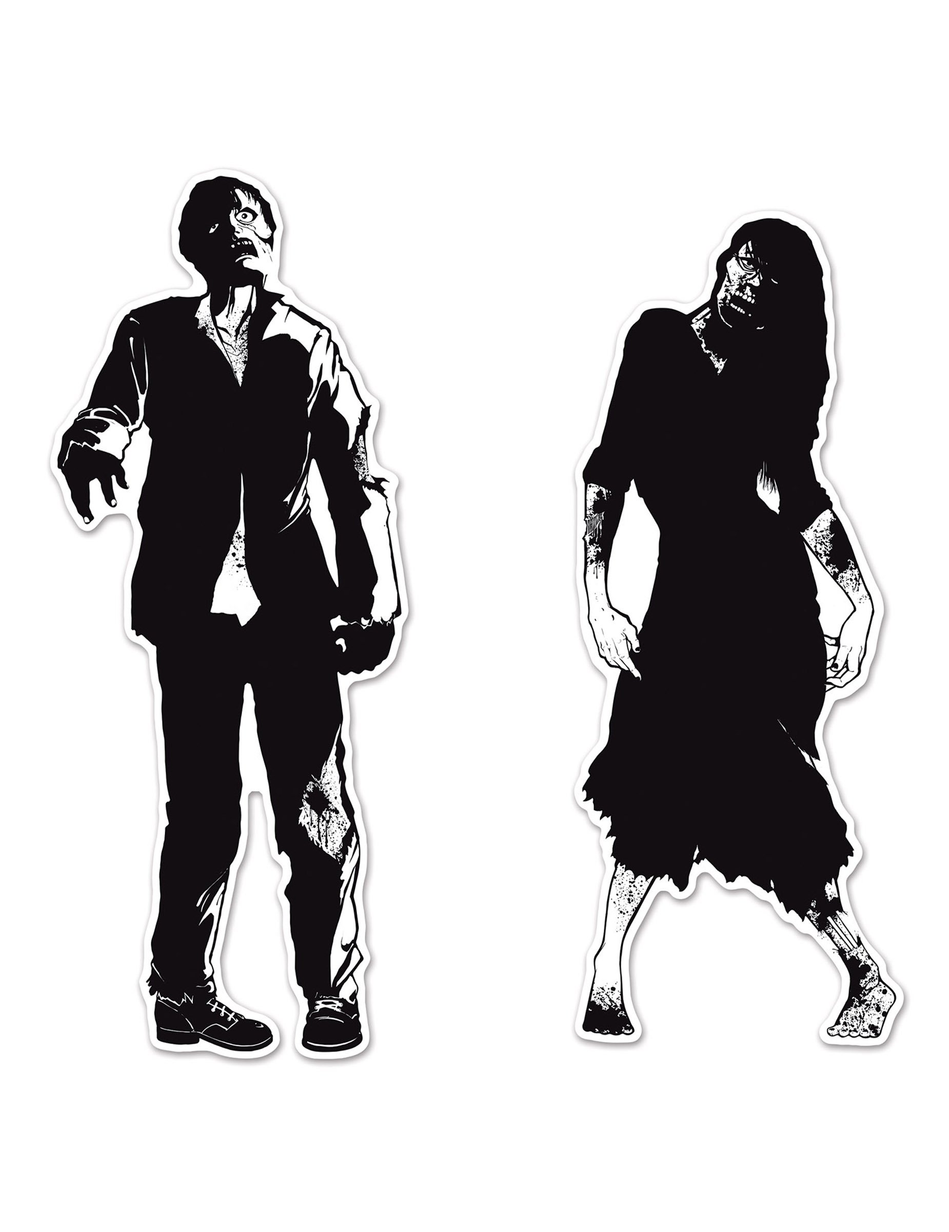 Zombie-Wanddeko Zombiepappe Halloweendeko 2 Stück schwarz-weiss Zombie-Wanddeko Zombiepappe Halloweendeko 2 Stück schwarz-weiss von 360 DEGREES