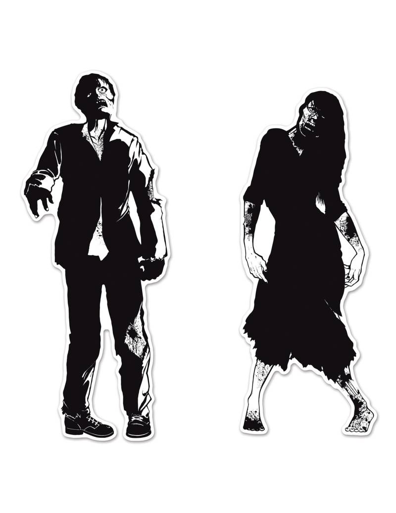 Zombie-Wanddeko Zombiepappe Halloweendeko 2 Stück schwarz-weiss von 360 DEGREES