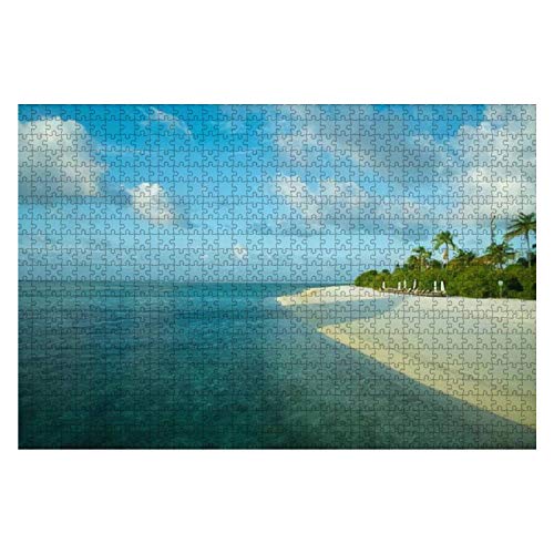 Jigsaw Puzzle 1000 Stück Strand Auf Den Malediven Mit Blauem Himmel Und Wasser Holzpuzzle Erwachsene Familienspiele Kinderpuzzle Liebhaber Unmögliche Puzzle von 385