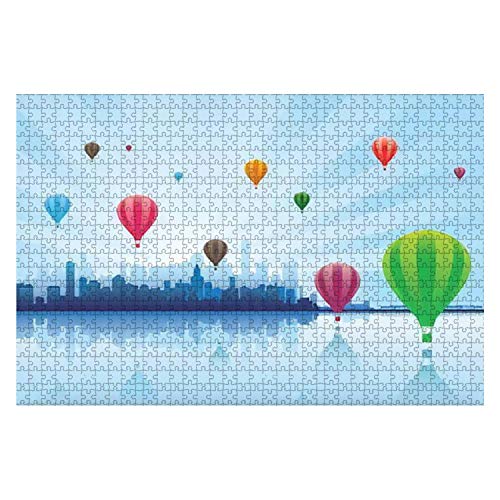 Puzzle 1000 Teile Heiße Ballons Über Einer Stadt Tiere Puzzles Freunde Holzpuzzle Erwachsene Unterhaltungsspielzeug Holzpuzzle Für Erwachsene Und Kinder von 385
