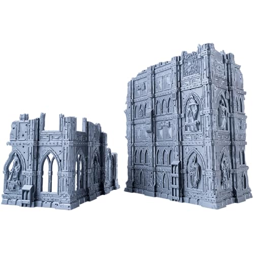 3D Vikings Domina Ferrum Ruinenset: Grim Dark Gothic Sci-Fi Terrain für Tabletop RPGs und Wargames, 28/32mm Maßstab, unlackiert von 3D Vikings