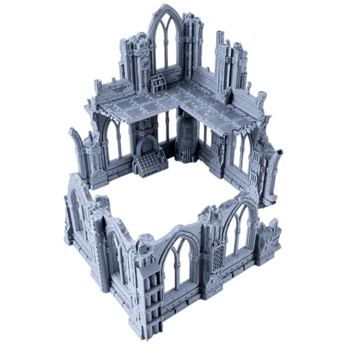 3D Vikings Gotische Ruinen Serie - Set 2: Zweigeteilte Ruine mit Zwei- und EIN-Geschossigen Abschnitten, Maßstab 28/32mm von 3D Vikings
