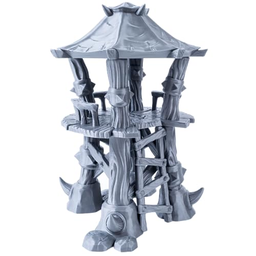 3D Vikings Orklager - Zweistöckiger Wachturm mit Leiter, Stapelbares Design, 28/32mm Maßstab, Grau und Unbemalt von 3D Vikings