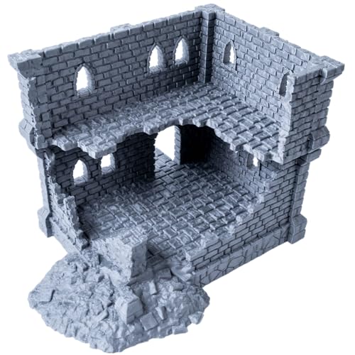 3D Vikings Ulvheim Ruinen-Serie: Zwei-Ebenen-Steinruine – Erhöhen Sie Ihr Mittelalter & Fantasy 28/32mm RPGs und Wargames, Grau von 3D Vikings