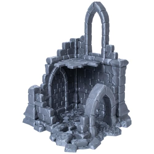 3D Vikings Zerstörter Kirchturm: 2-teiliges, tragbares Geländeset für Tabletop-RPGs, Wargames und Miniatur-Szenarien, Maßstab 28/32mm von 3D Vikings