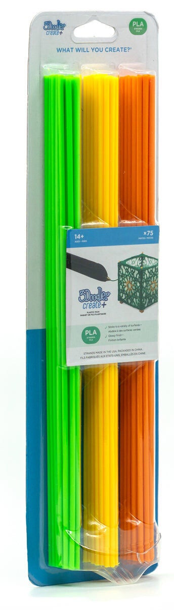 3Doodler Create+ PLA Citrus Glow Stäbe 75er-Pack, Grün/Gelb/Orange von 3Doodler