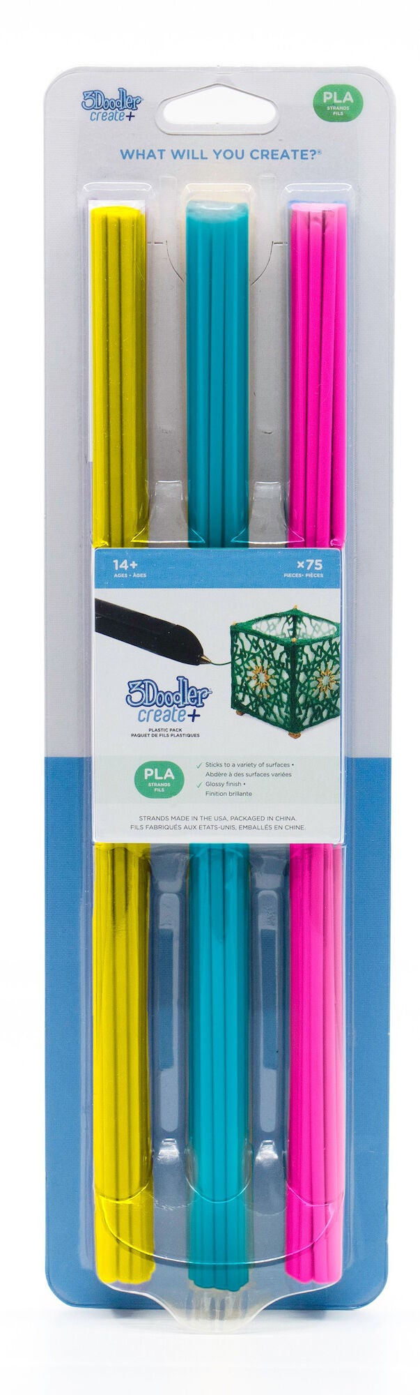 3Doodler Create+ PLA Tie Dye Stäbe 75er-Pack, Gelb/Blau/Pink von 3Doodler