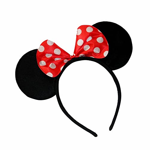 Haarreif mit Mausohren für Erwachsene, Minnie Schwarz mit roten und weißen Punkten, gepunktet, Schleife, Kostüm, Party-Dekoration, Geschenke, Zubehör von 3HA HAHAHA
