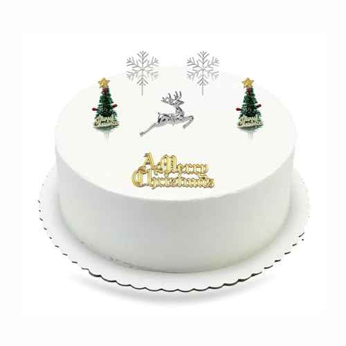 Weihnachts-Kuchenaufsätze, Frohe Weihnachten, Kuchendekorationsset, 1 x Weihnachtsschild, 1 x Rentier, 2 x Schneeflocken, 2 x Weihnachtsbaum-Aufsätze für Kuchen, Cupcakes, DIY-Dekoration, Urlaub, Weihnachts-Kuchenaufsätze, Frohe Weihnachten, Kuchendekorationsset, 1 x Weihnachtsschild, 1 x Rentier, 2 x Schneeflocken, 2 x Weihnachtsbaum-Aufsätze für Kuchen, Cupcakes, DIY-Dekoration, Urlaub, von 3HA HAHAHA